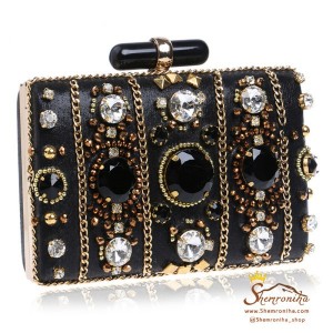کیف کلاچ تمام نگین سنگ و کریستال HNB009B0-25534